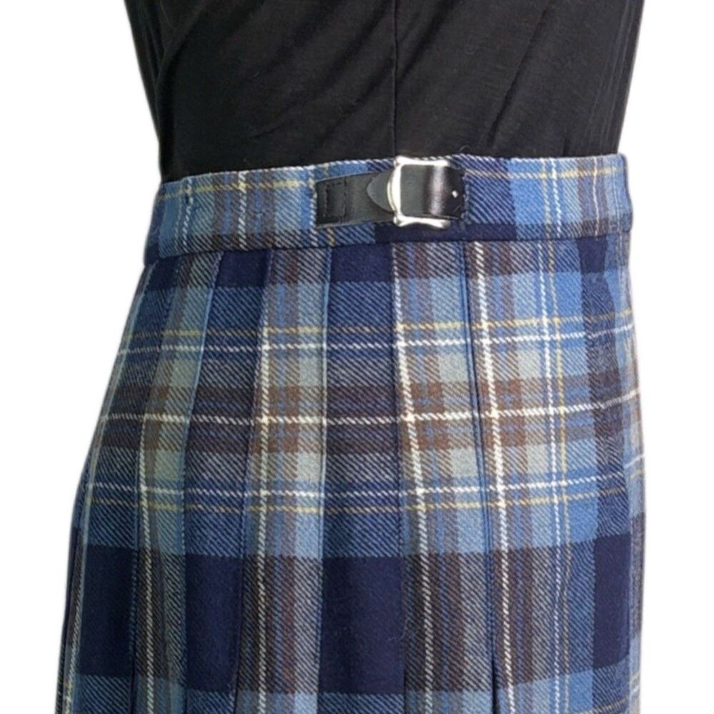Laird-Portch Of Scotland Women's Kilt Skirt 14 100% New Wool Pleats Blues Midi - Picture 4 of 13
